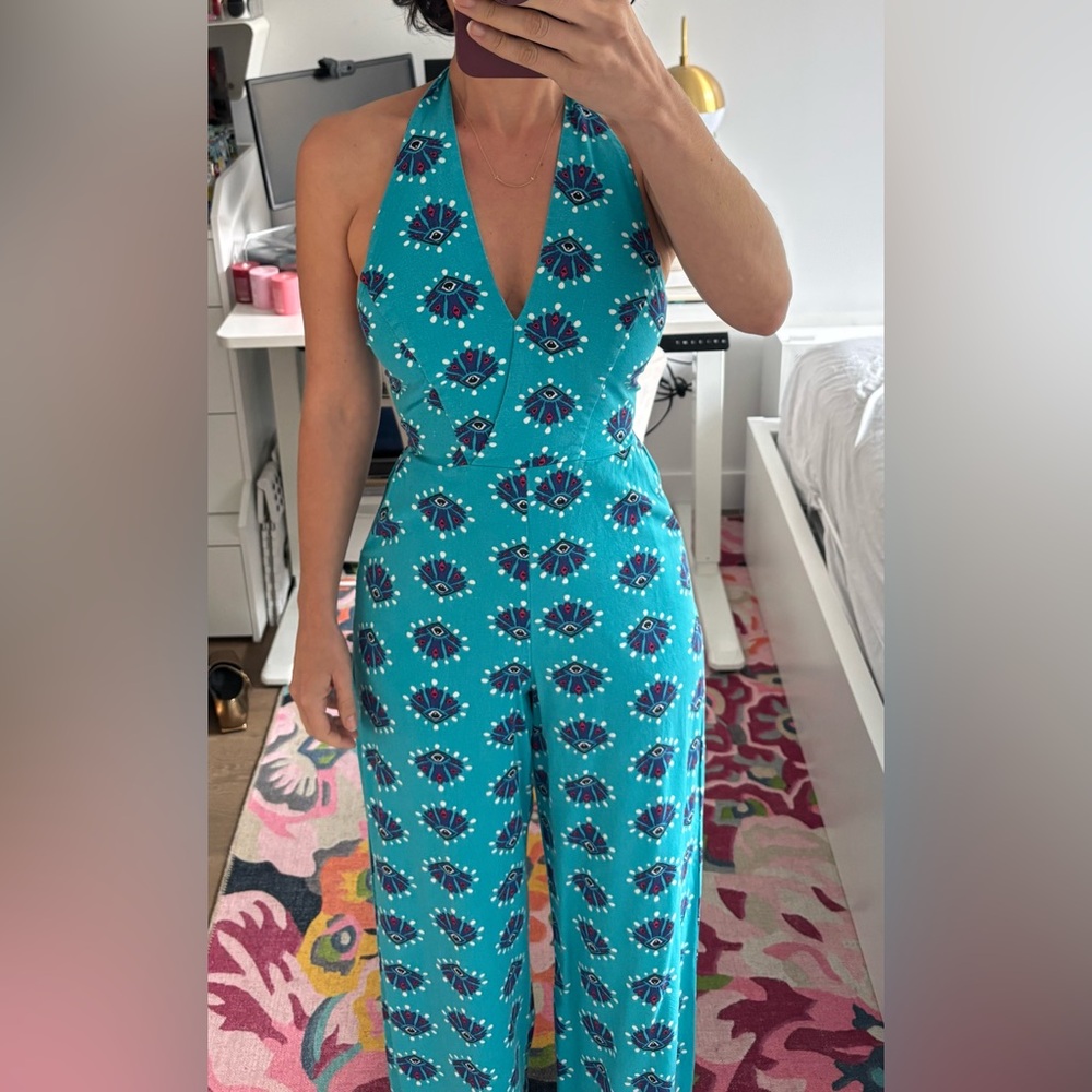 Maria Filó Teal Patterned Jumpsuit
